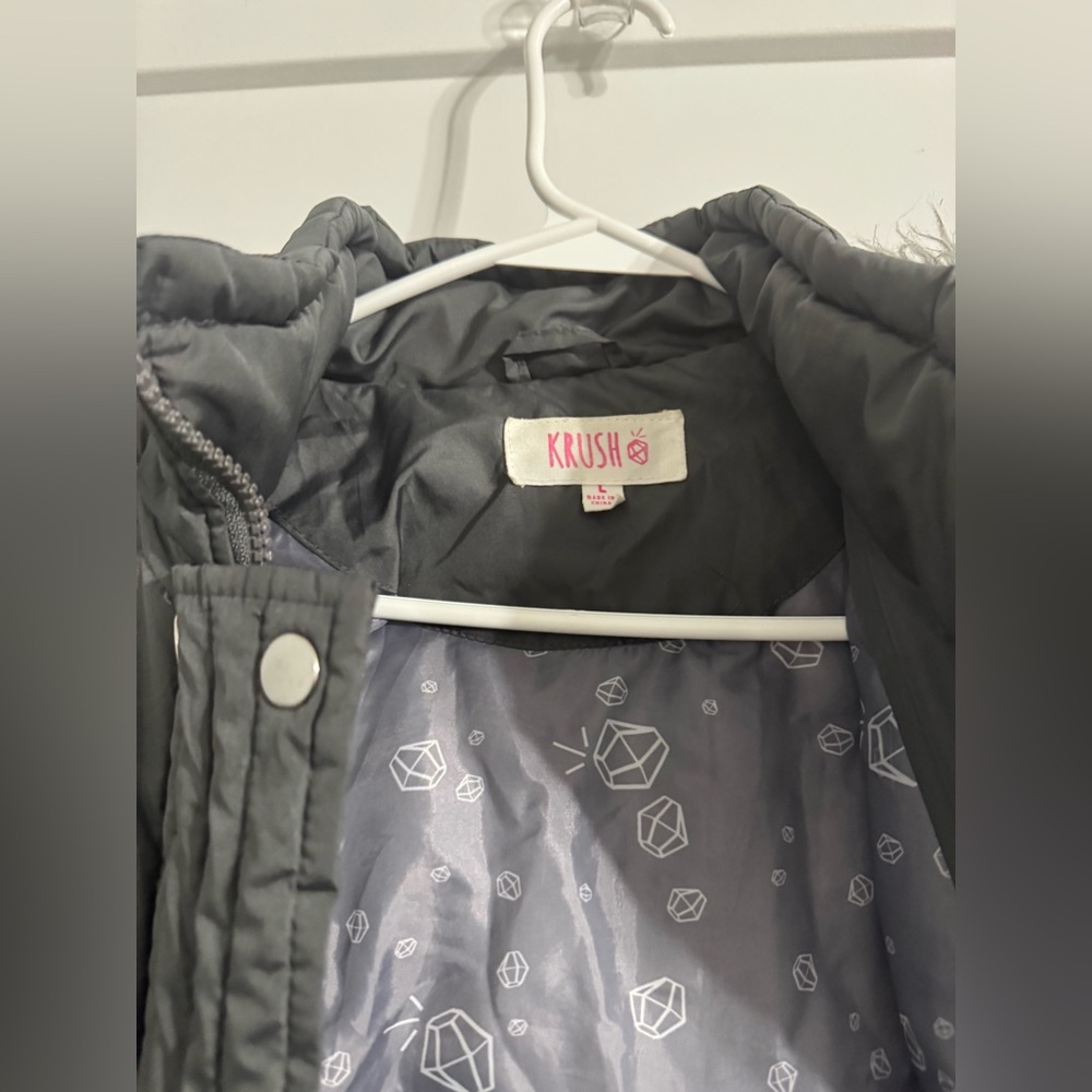 Krush Charcoal Quilted Jacket with Patterned Lining - Picture 4 of 5
